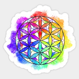 Rainbow Geometric Circle Flower Mandala - Overlap Sticker